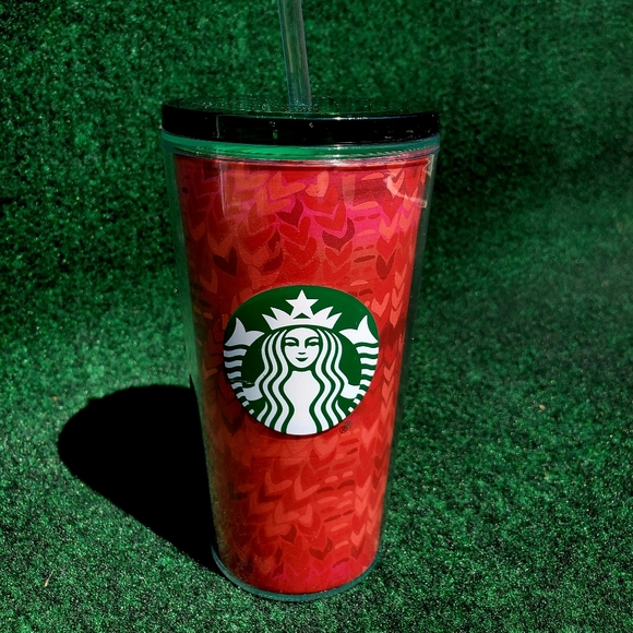 Starbucks 2022 Red Tumbler Cold Beverage Cup 16 oz Green Lid W/Straw - Picture 8 of 8